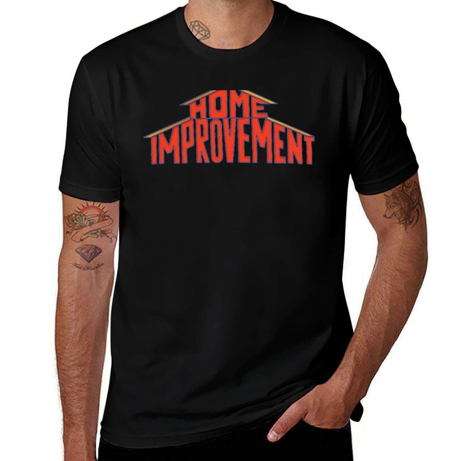 Home Improvement Logo - تي شيرت رياضي عالي المرونة بشعار